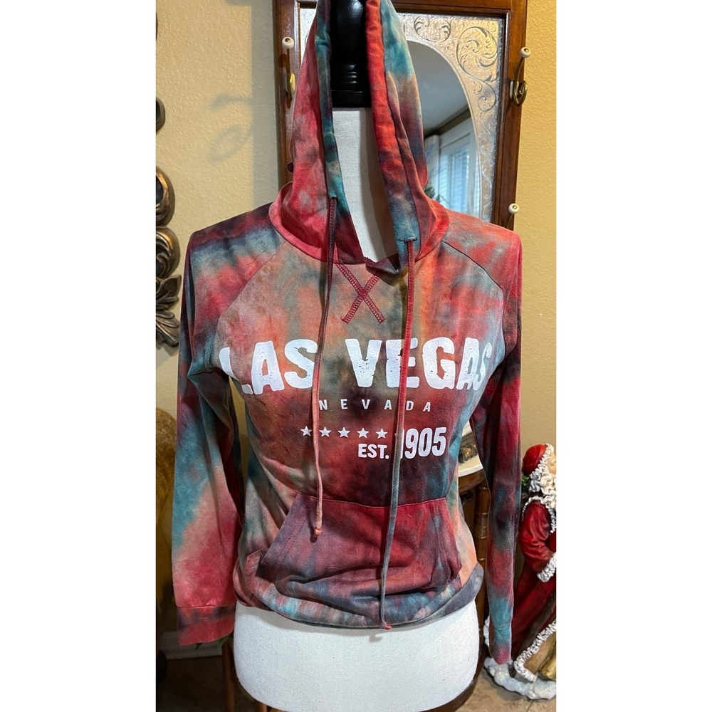 Las Vegas Nevada Hoodie Small Tie Dye Pullover Sweatshirt Pocket Casual